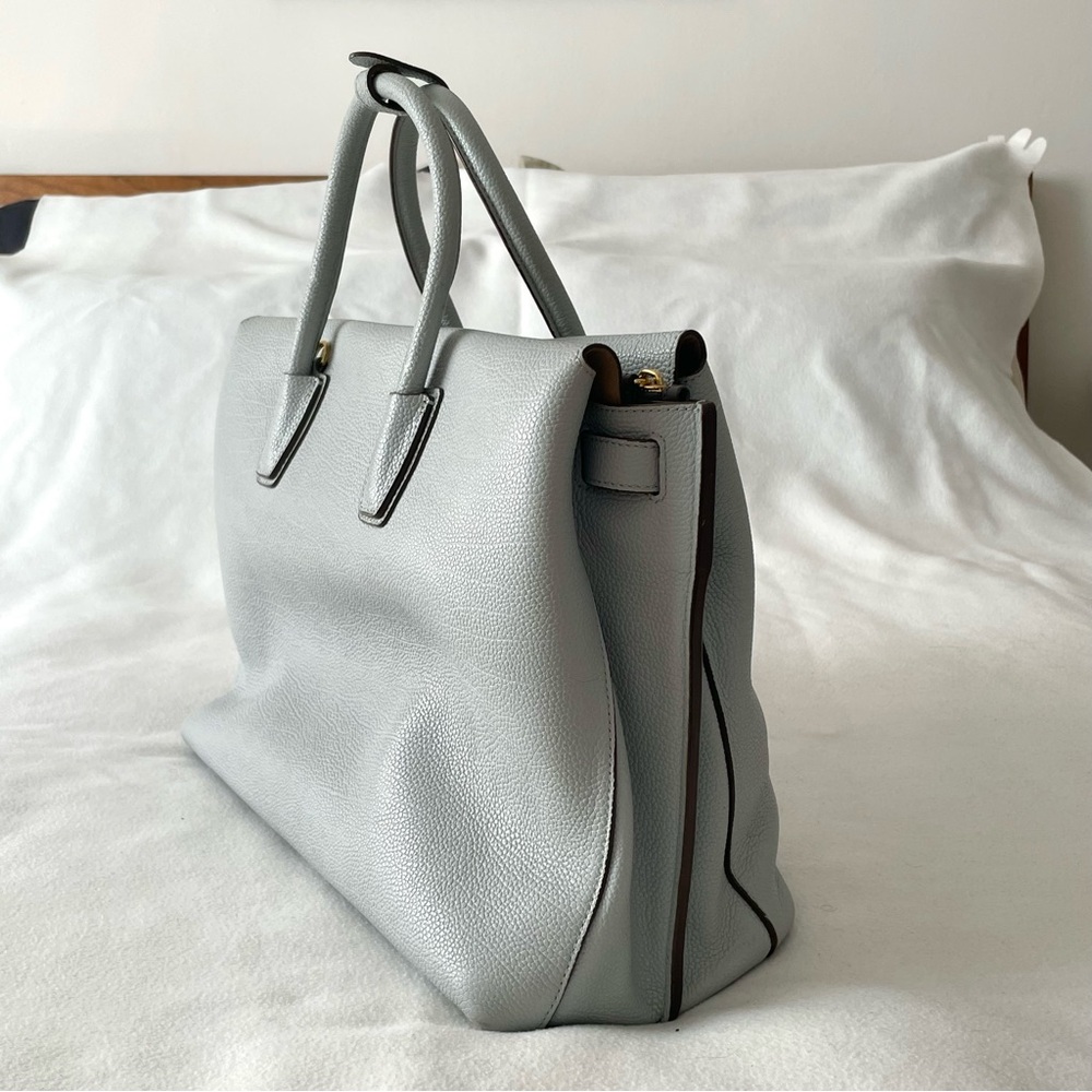 SOLD - MCM Large Milla Concrete (Light Blue-Gray) Leather Satchel Tote - Picture 6 of 17